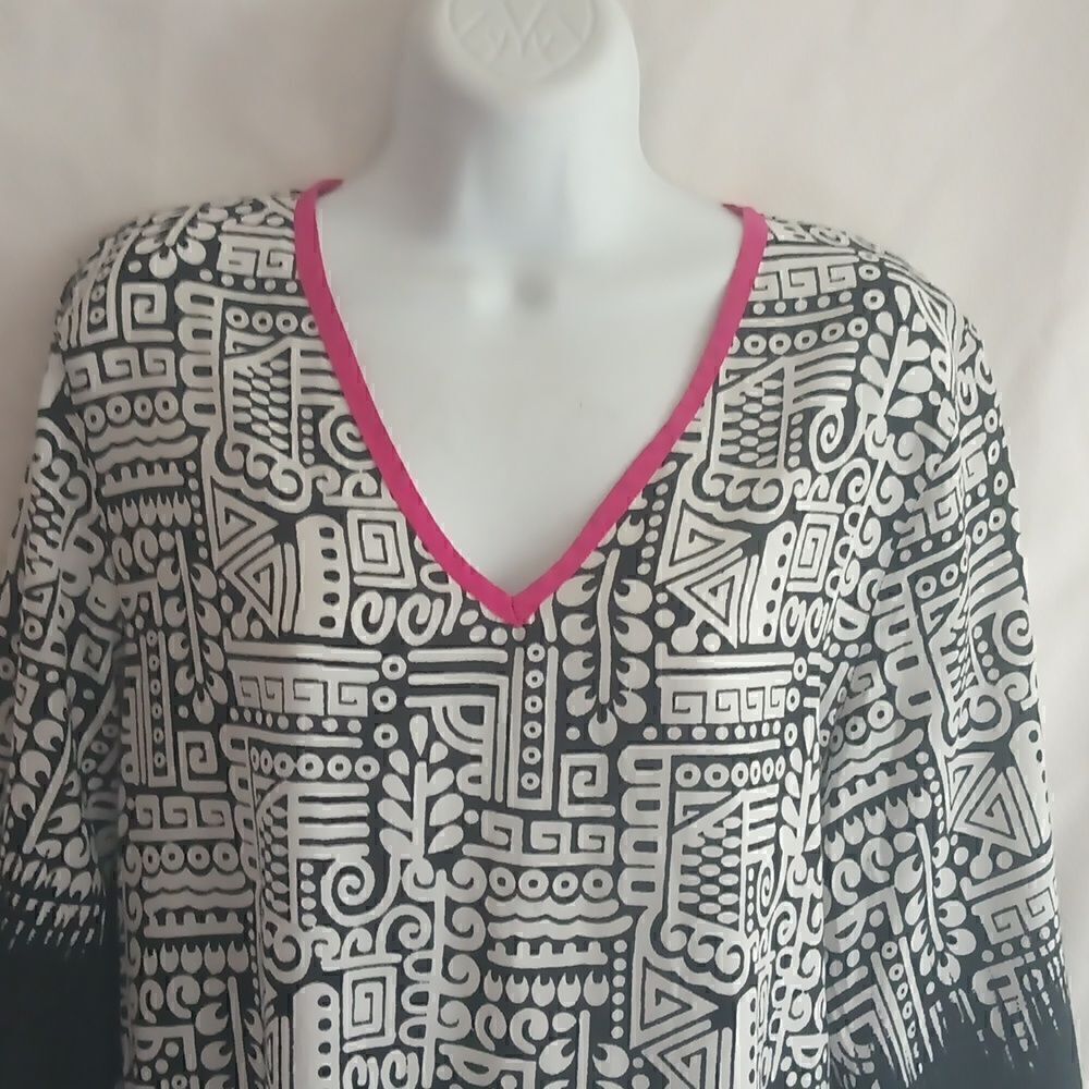 Shiraleah Chicago black white lightweight cotton tunic size M - Picture 2 of 7